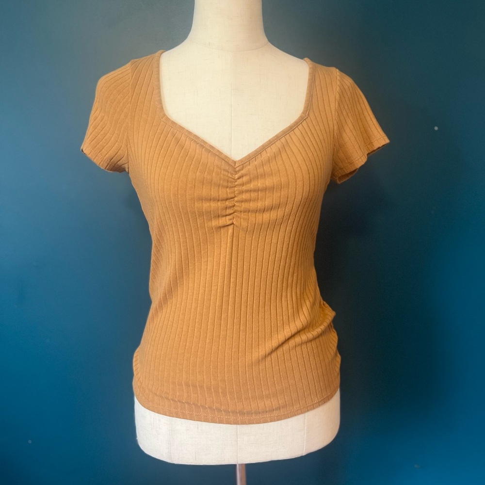 Madewell Sweetheart Neck Ribbed Tee - size small
